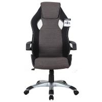 Кресло компьютерное BRABIX "Techno GM-002", ткань, черное/серое, вставки белые