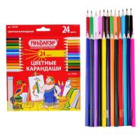 Карандаши цветные ПИФАГОР 24 цв., классические, заточенные