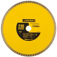 Круг отрезной алмазный STAYER "TURBO+", сегментированный, сухая и влажная резка, для УШМ, 22,2х230мм 3663-230