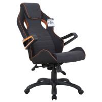 Кресло компьютерное BRABIX "Techno Pro GM-003", ткань, черное/серое, вставки оранжевые