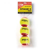Мяч для большого тенниса Dunlop Stage 3 (RED) 3B, полиэтиленовый пакет с хэдером по 3 шт