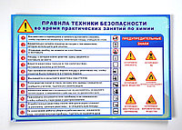 Таблица Правила техники безопасности во время практических занятий в кабинете химии (винил)