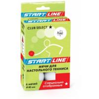 Мяч для настольного тенниса Start Line Club Select 1*, белый, 6 штук