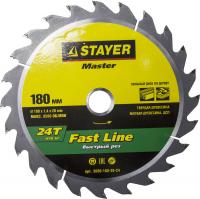 Диск пильный STAYER "MASTER" "FAST-Line" по дереву, 180x20мм, 24Т 3680-180-20-24