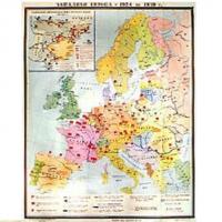  Карта Западная Европа 1924-1939 гг. (142х145) глянцевое 1-стороннее ламинирование