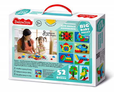 Мозаика для самых маленьких d25, d40/5 цв/52 эл BABY TOYS