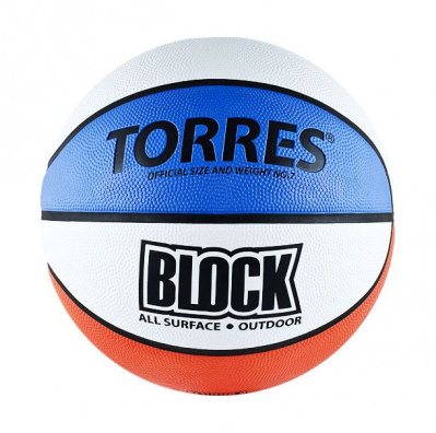 Мяч баскетбольный TORRES Block р.7, резина