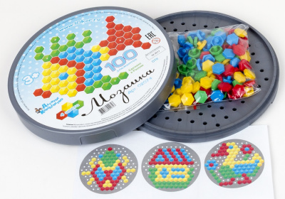 Мозаика шестигранная 100 эл (круглая пласт.коробка)