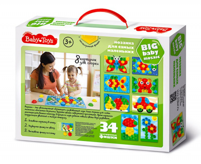 Мозаика для самых маленьких d40/4 цв/34 эл BABY TOYS