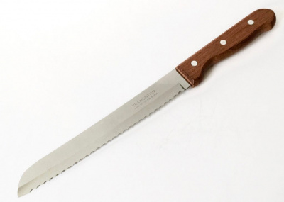 Хлебный нож 19,5/0,15см  с темной деревянной ручкой