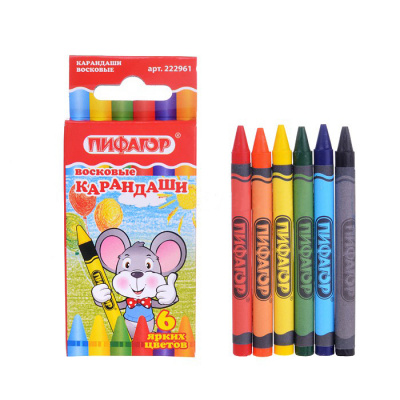 Восковые карандаши 6 цв