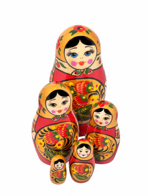 Матрёшка 5 кук с хохломской росписью